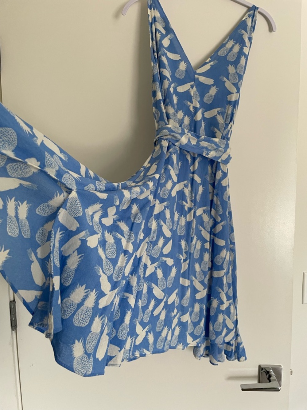 & Other Stories Cotton Pineapple Print Deep V Sleeveless, Waist Tie Summer Dress